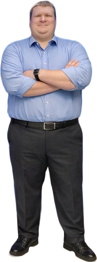 full body image of Jeffery Hathaway dressind in business casual clothing